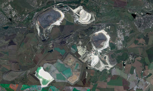 Вид объектов СтароYОскольского железорудного района КМА (снимок со спутника)
