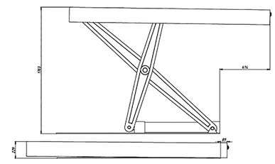 Рис. 3 Схема механизма сопряженно-рычажного типа и общий вид модульной кабины