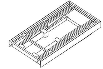Рис. 3 Схема механизма сопряженно-рычажного типа и общий вид модульной кабины