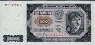 Это банкноты 20 000 злотых 1946 г. и 500 злотых 1948 г. Польши
