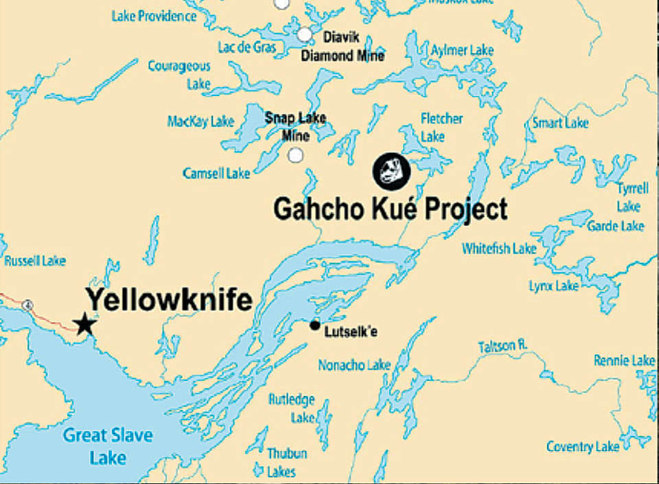 Рис. 1 Схема расположения алмазодобывающего проекта Гачо Куэй (Gahcho Kue) и других алмазных месторождений Канады [33]