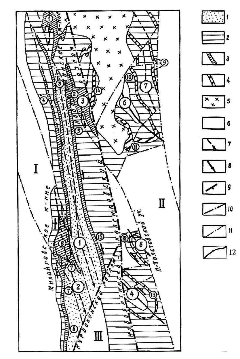 Рис. 1 Схема строения Михайловского месторождения