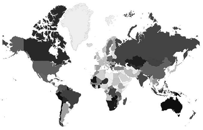 Индекс вклада горнодобывающей промышленности (ИВГП-Вр) по странам, 1996 г.
