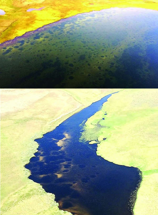 Термокарстовые озера с кратерами выбросов газа в северо- восточной части полуострова Ямал (снимки из вертолета В.И.Богоявленского 2015–2016 гг.)
