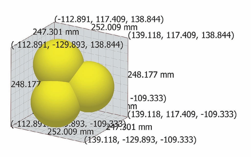 Рис. 6 Общий вид модели частички грунта с основными размерами Fig. 6 General view of a rock particle model with basic dimensions