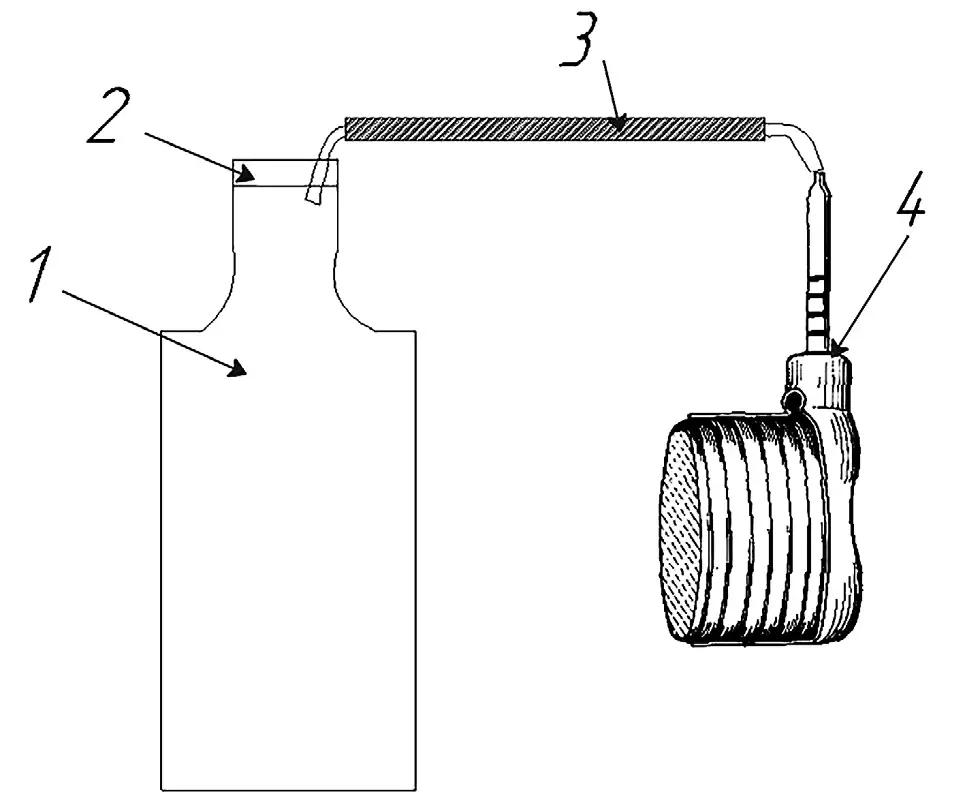Рис. 1 Схема устройства для экспресс-метода определения газоносности по сероводороду Fig. 1 Schematic diagram of the device for the express-method to determine the gas content based on hydrogen sulfide