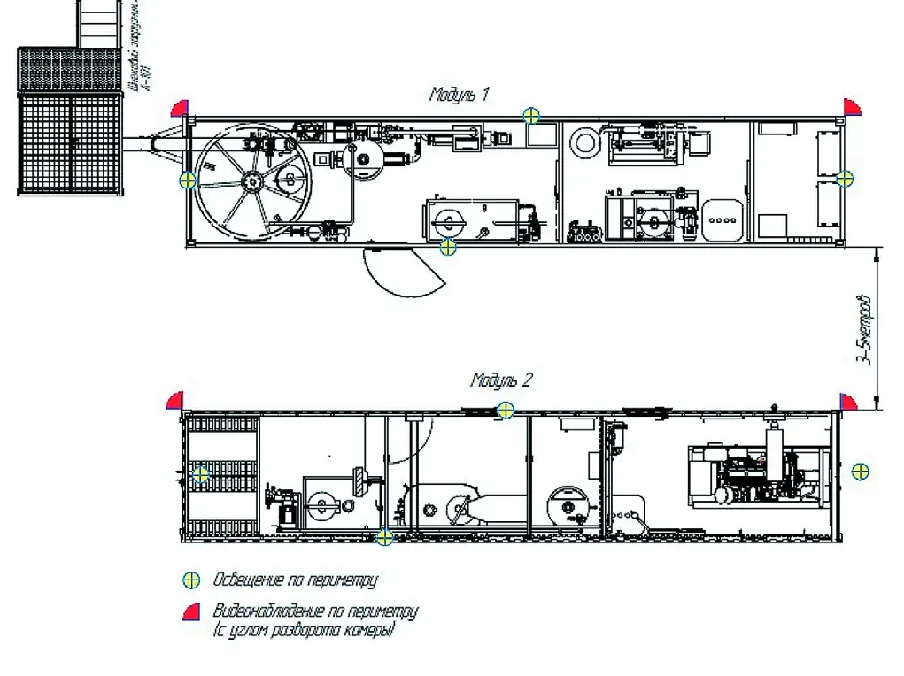 Рис. 1 Расположение модулей мини-завода электрического исполнения Fig. 1 Arrangement of the mini-plant modules in the electric version