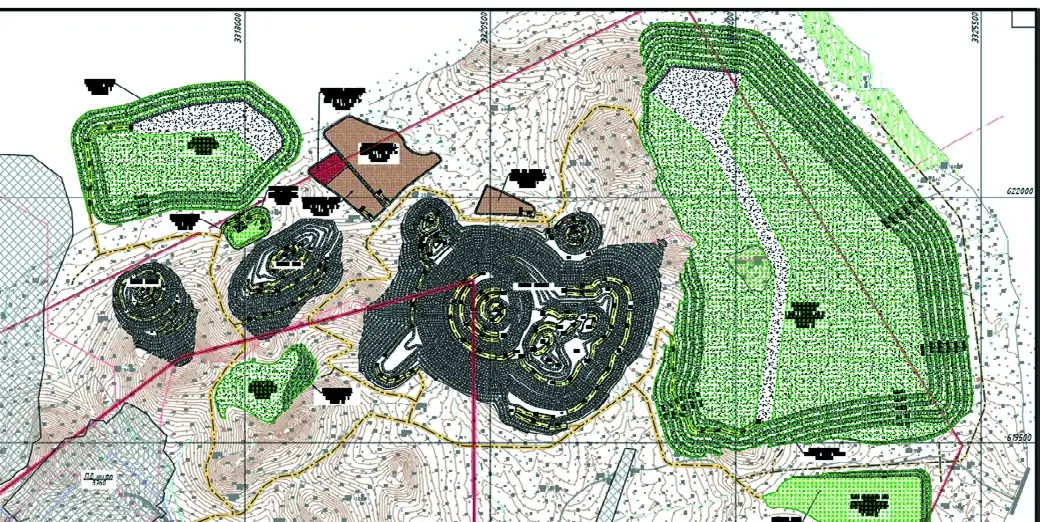 Рис. 3 Проектируемый результат совмещения рекультивации и отсыпки отвалов Fig. 3 A projected result of combined reclamation and dump construction