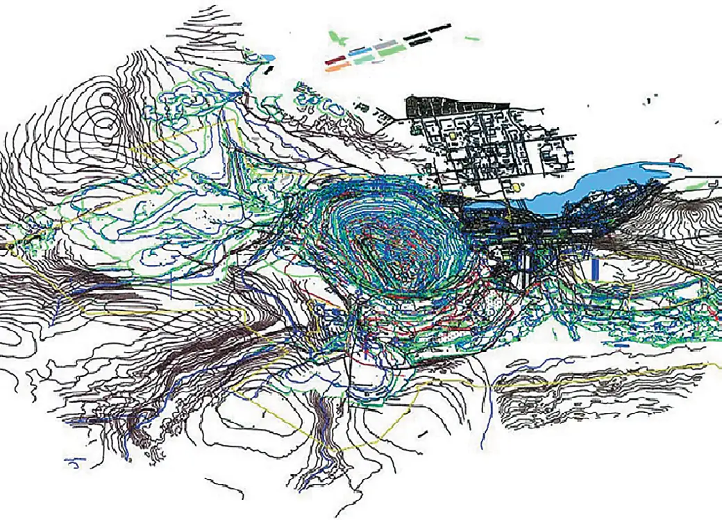 Рис. 1 План горных работ карьера  рудника «Железный»  АО «Ковдорский ГОК» Fig. 1 Mining plan of the Zhelezny  open pit mine of Kovdorsky  GOK JSC