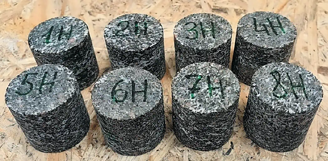 Рис. 1 Образцы гранатового  амфиболита. D = H = 50 мм Fig. 1  Garnet amphibolite  specimens. D = H = 50 mm