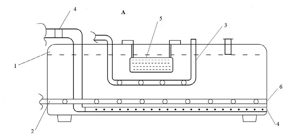 Рис. 3 Минипачук для  выщелачивания  сложноизвлекаемых форм  золота из хвостов промывки  песков россыпей Fig. 3 A mini pachuca tank  for leaching hard-to-recover  gold from placer sand washing  tailings
