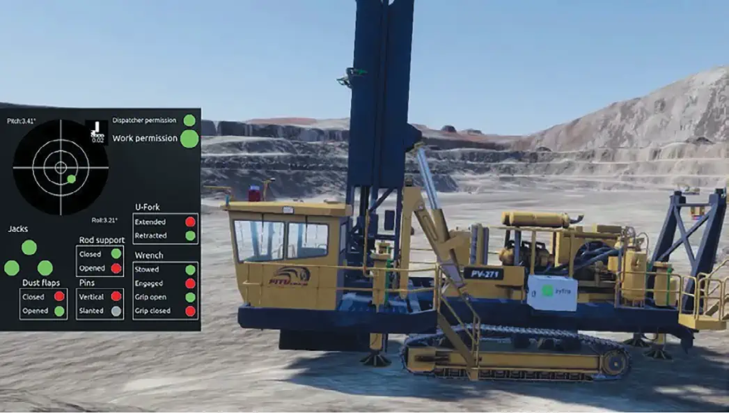 Рис. 5 Виртуальная среда (3D-модель)  карьера с участком проведения  буровзрывных работ Fig. 5 Virtual environment  (a 3D model) of a surface mine  with a drilling-and-blasting  site