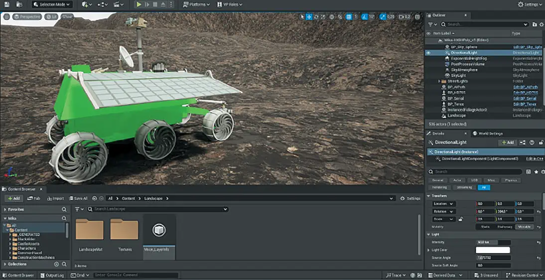 Рис. 8 Разработка 3D-модели  лунохода на участке лунной  поверхности Fig. 8 Development of a 3D model of  a lunar roving vehicle on a  section of the lunar surface