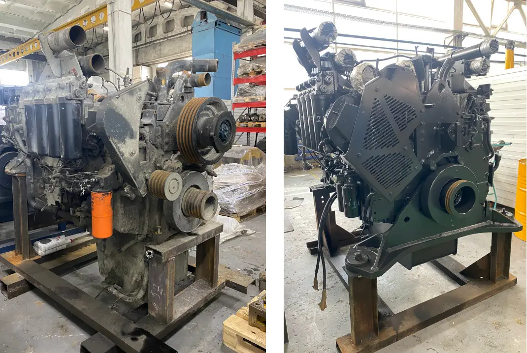 Двигатель KOMATSU 12V140  до и после капитального ремонта