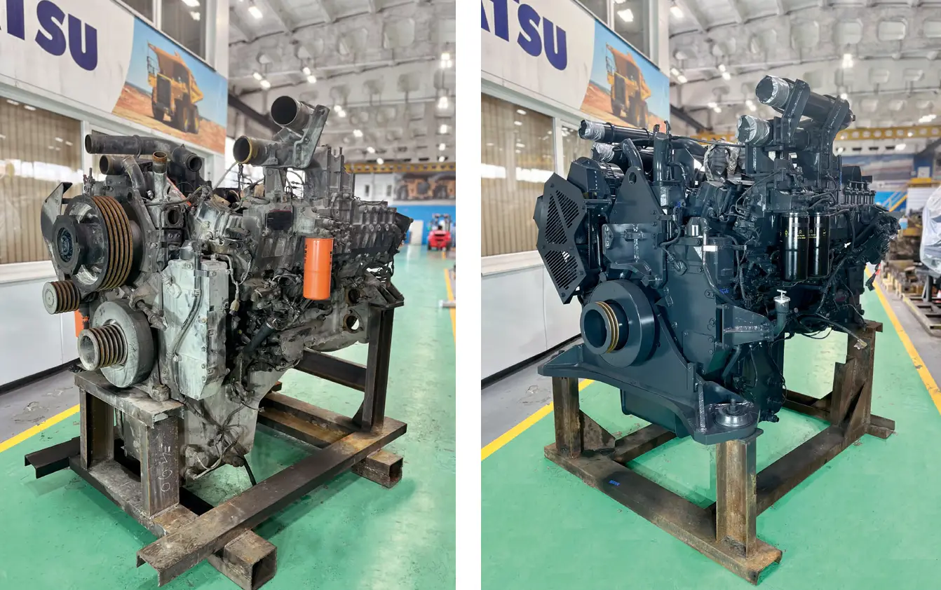 Двигатель KOMATSU 12V140  до и после капитального ремонта
